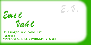 emil vahl business card